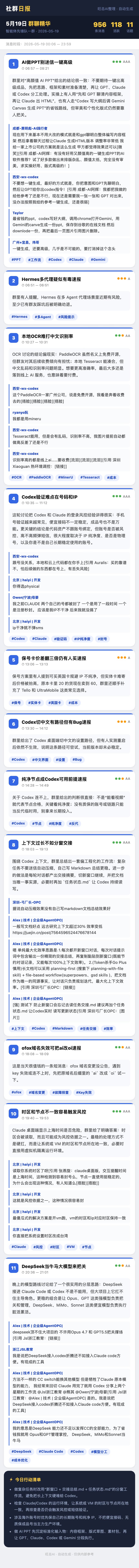 智能体先锋队一群 5月19日 · 周二 群精华