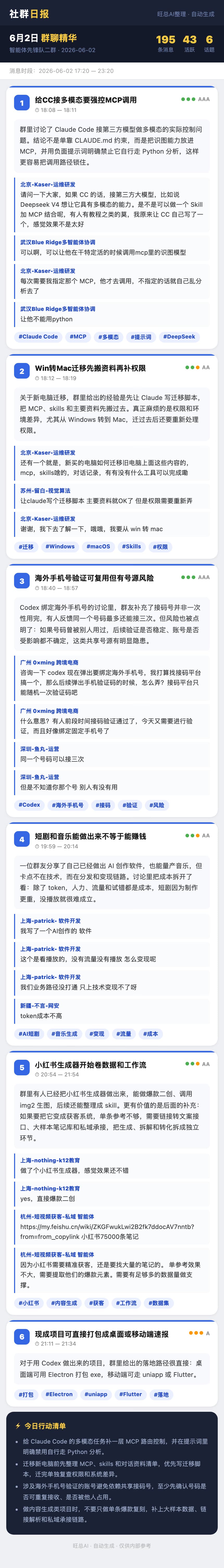 智能体先锋队二群 6月2日 · 周二 群精华