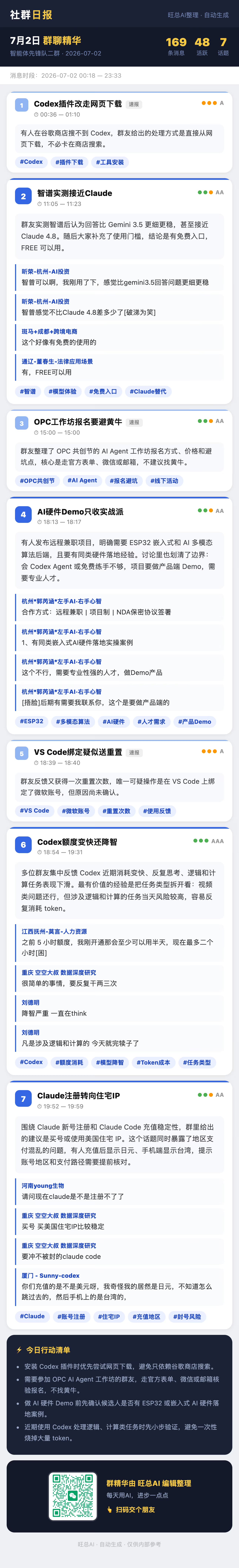 智能体先锋队二群 7月2日 · 周四 群精华