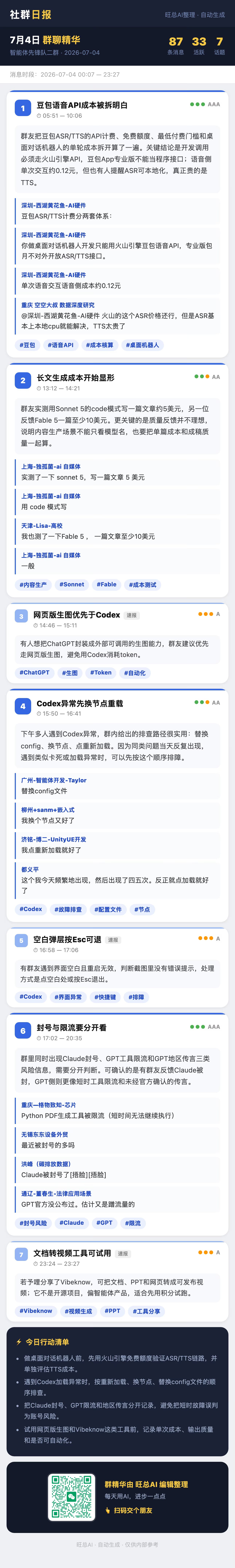 智能体先锋队二群 7月4日 · 周六 群精华