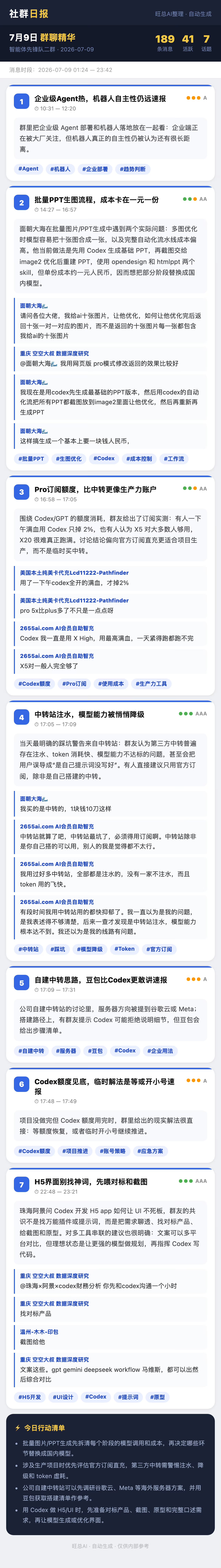 智能体先锋队二群 7月9日 · 周四 群精华