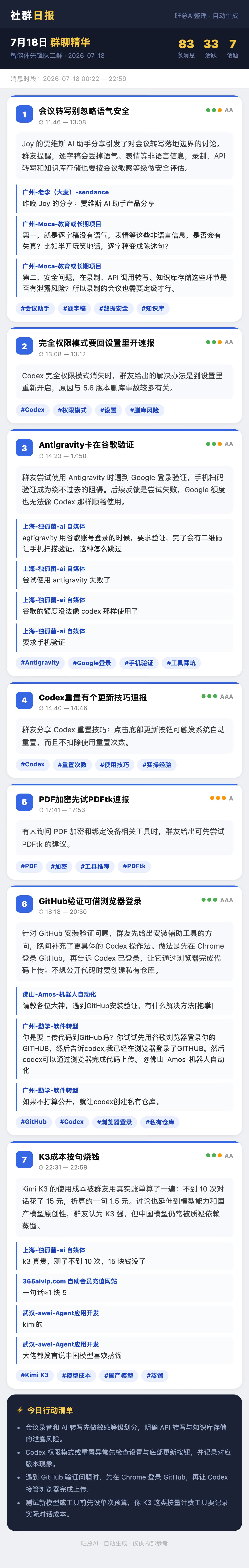 智能体先锋队二群 7月18日 · 周六 群精华