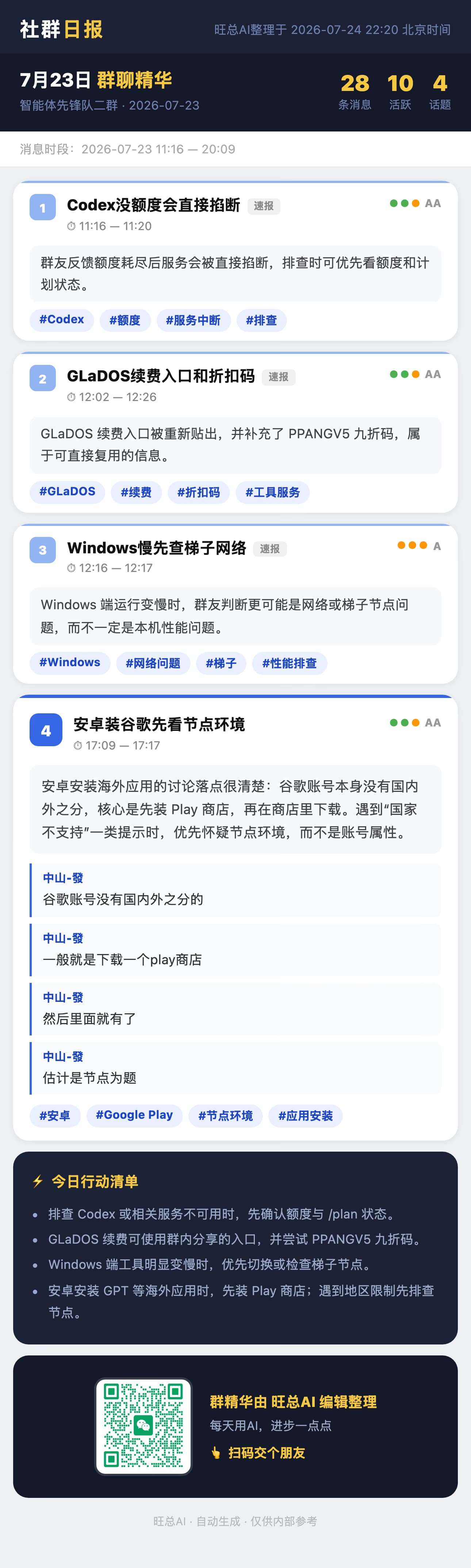 智能体先锋队二群 7月23日 · 周四 群精华