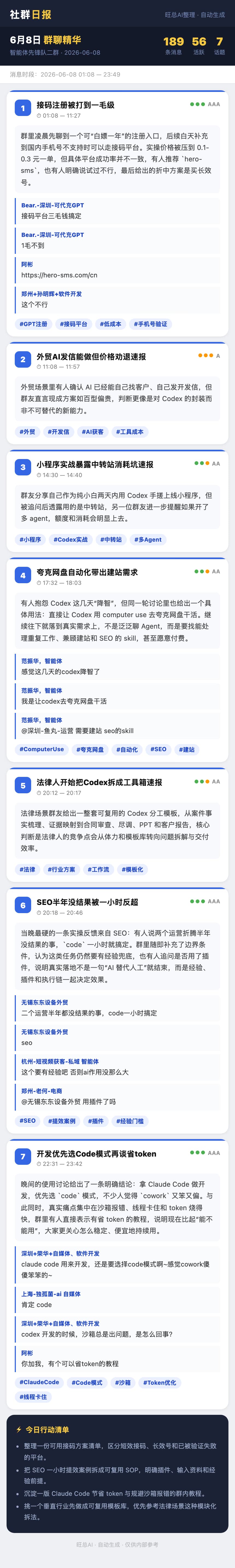 智能体先锋队二群 6月8日 · 周一 群精华