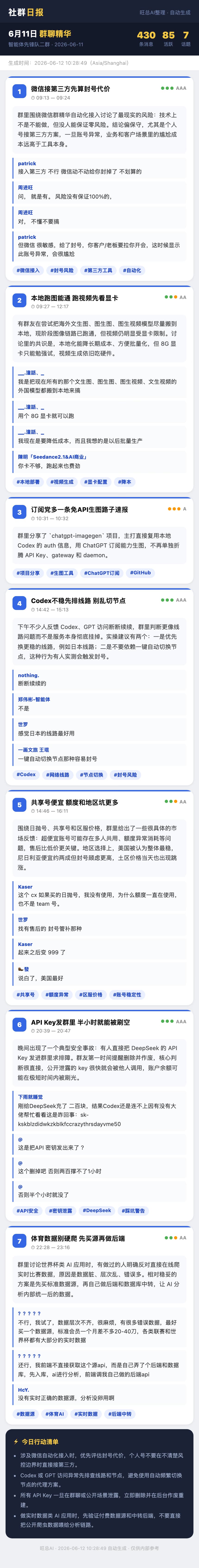 智能体先锋队二群 6月11日 · 周四 群精华