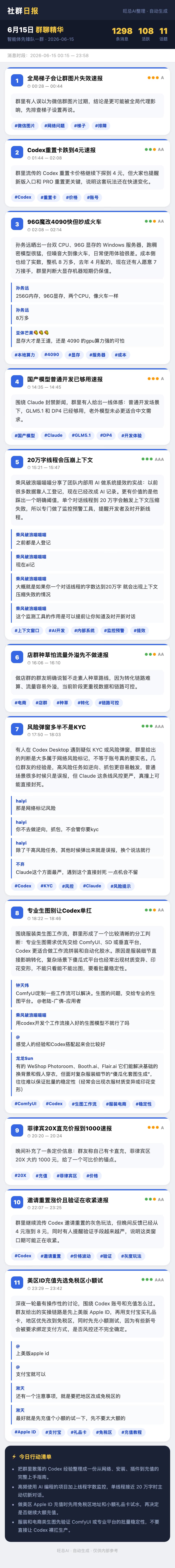 智能体先锋队一群 6月15日 · 周一 群精华
