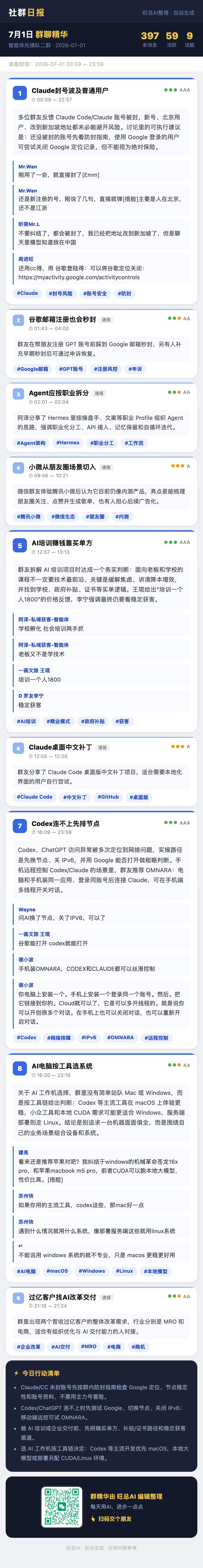 智能体先锋队二群 7月1日 · 周三 群精华