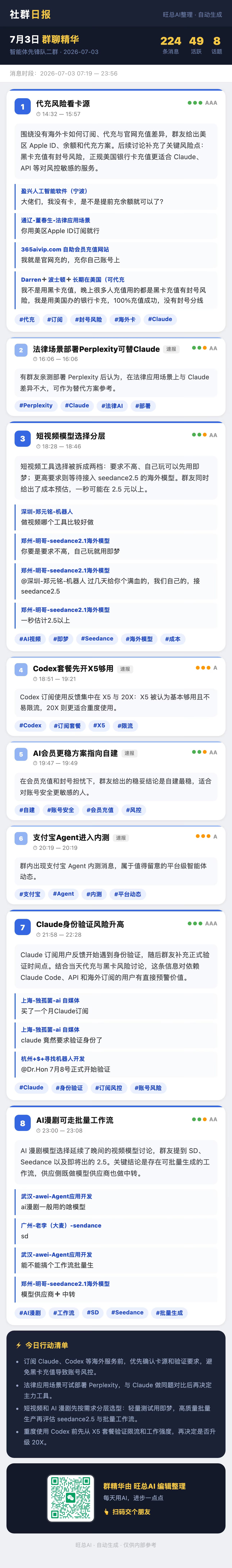 智能体先锋队二群 7月3日 · 周五 群精华
