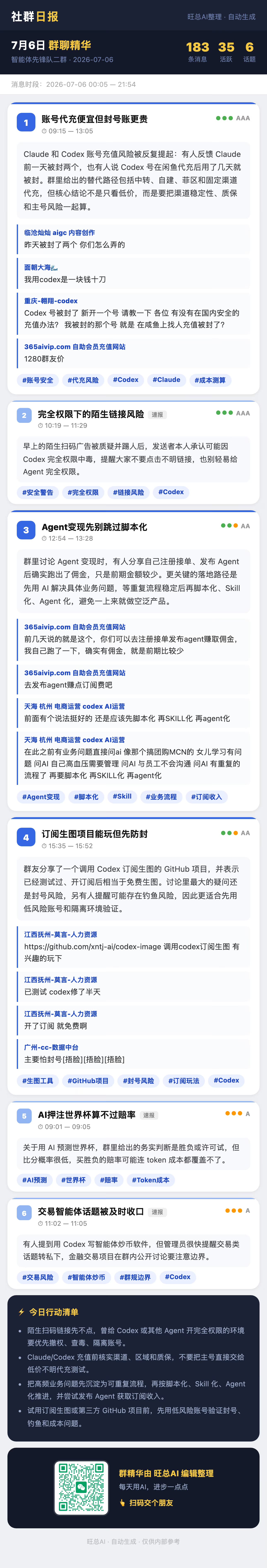 智能体先锋队二群 7月6日 · 周一 群精华