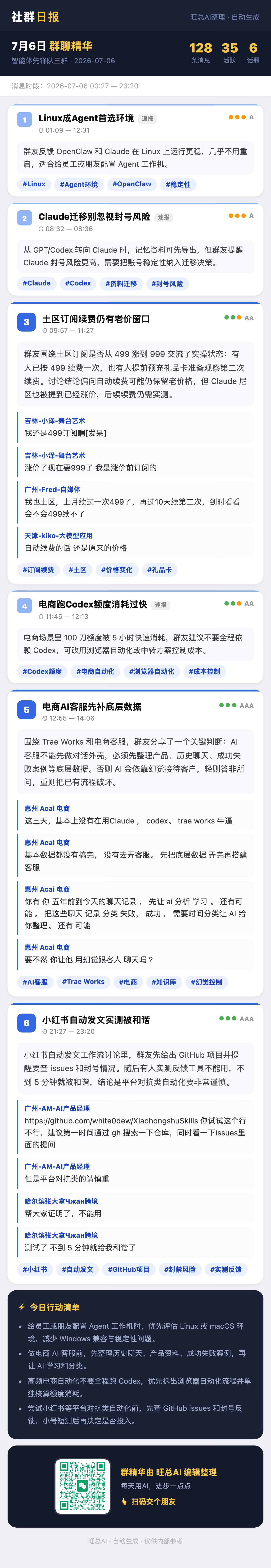 智能体先锋队三群 7月6日 · 周一 群精华