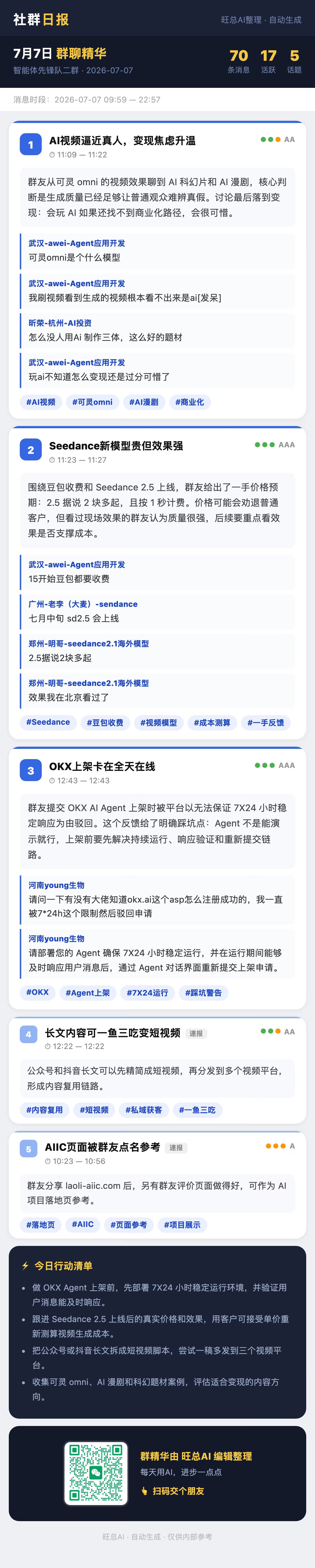 智能体先锋队二群 7月7日 · 周二 群精华