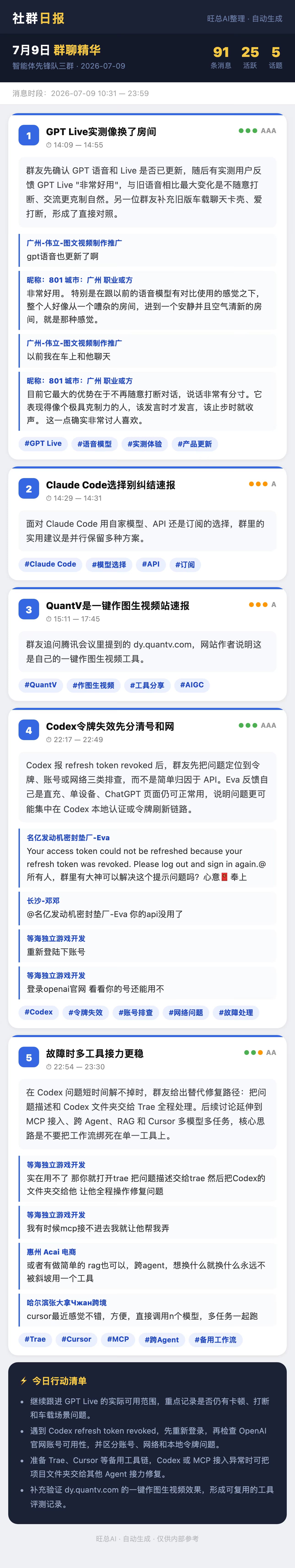 智能体先锋队三群 7月9日 · 周四 群精华