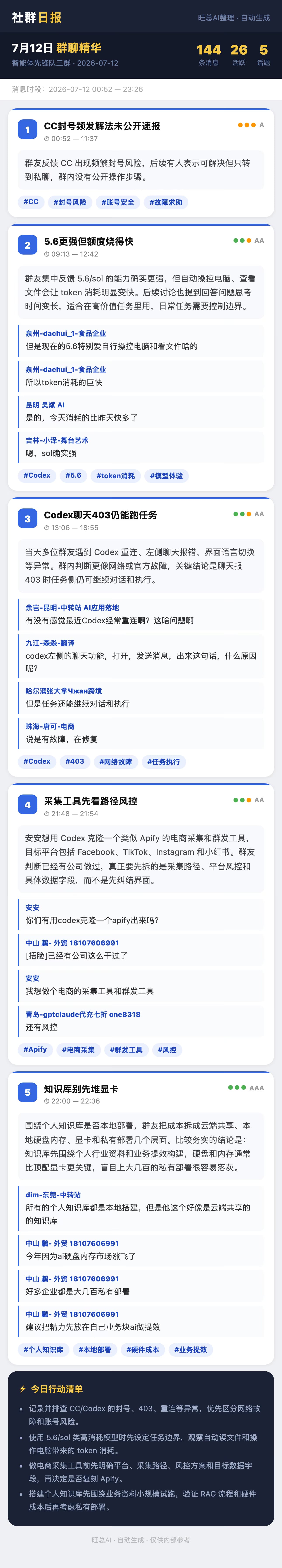 智能体先锋队三群 7月12日 · 周日 群精华