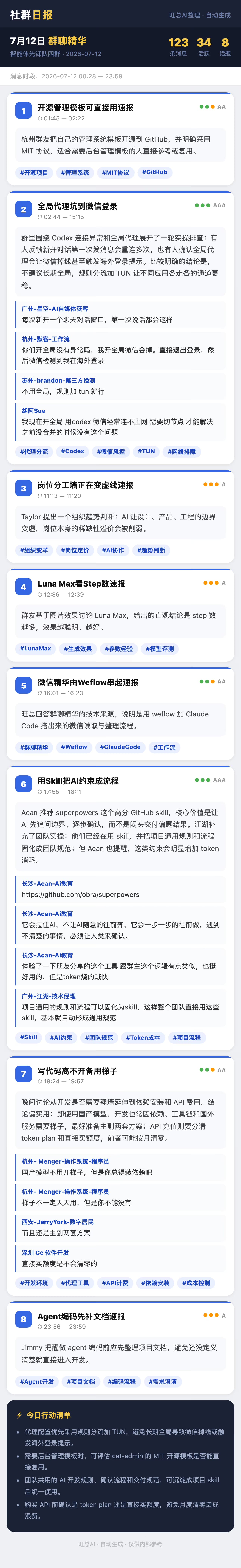 智能体先锋队四群 7月12日 · 周日 群精华