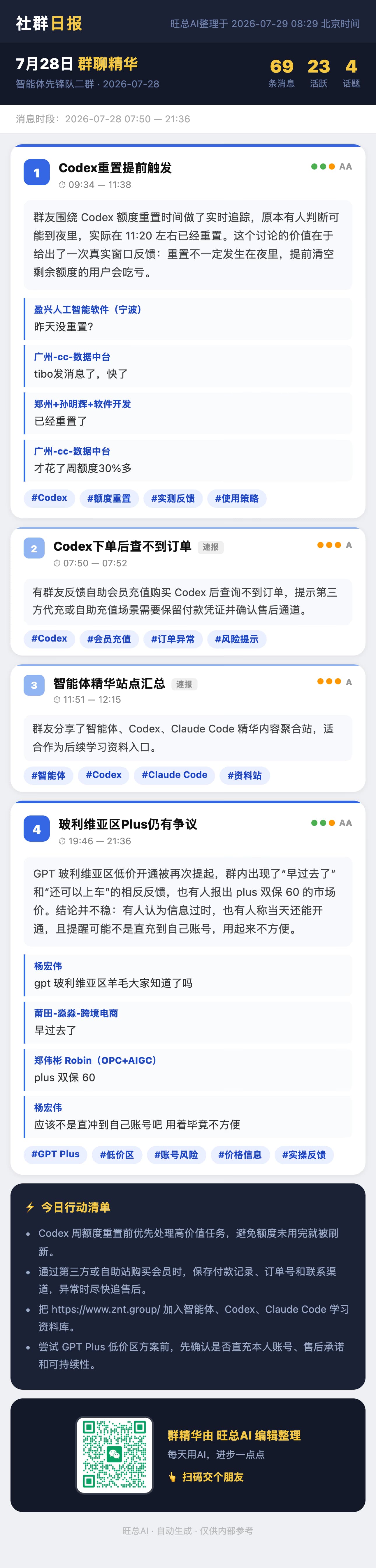 智能体先锋队二群 7月28日 · 周二 群精华
