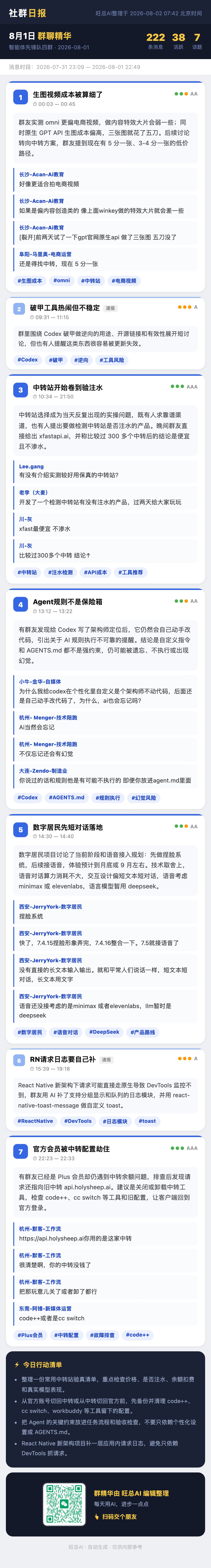智能体先锋队四群 8月1日 · 周六 群精华