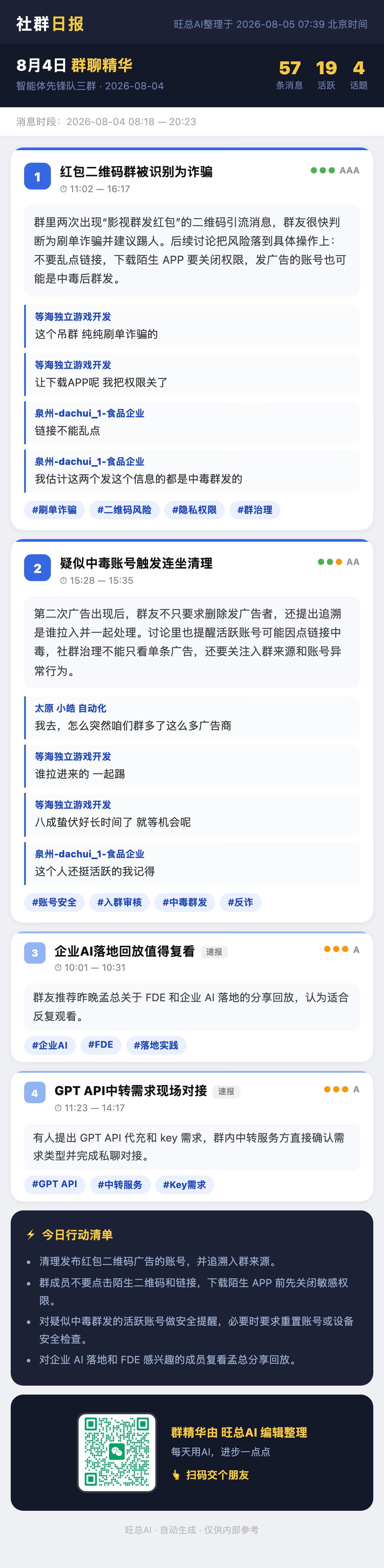 智能体先锋队三群 8月4日 · 周二 群精华