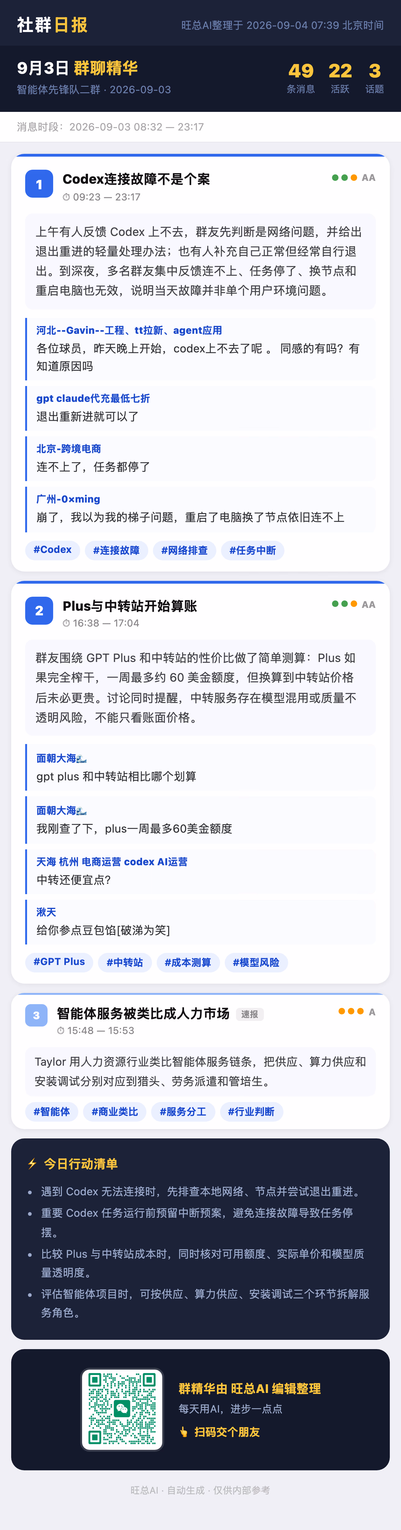 智能体先锋队二群 9月3日 · 周四 群精华