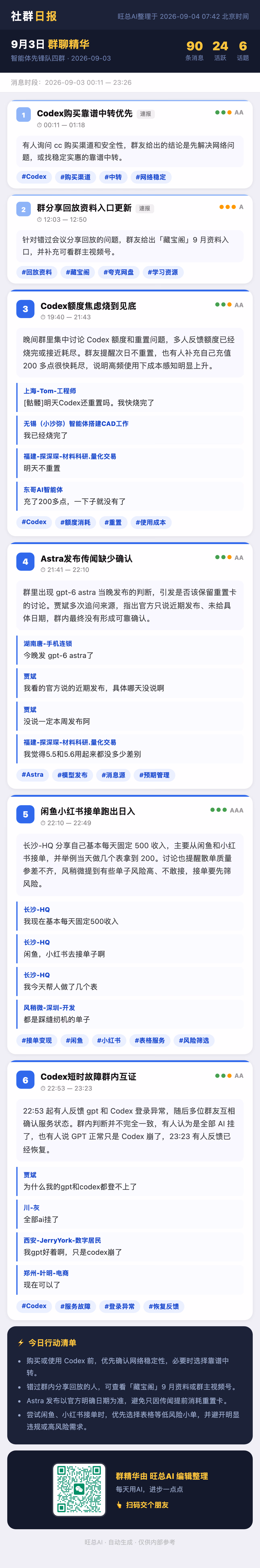 智能体先锋队四群 9月3日 · 周四 群精华
