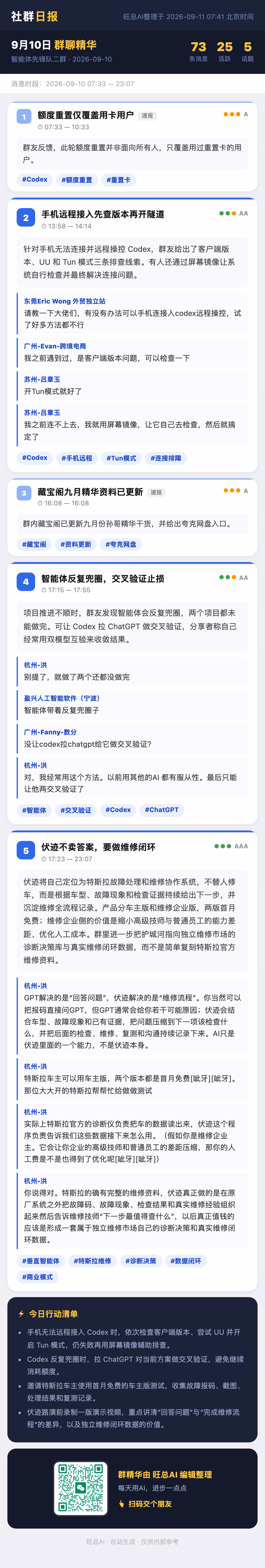 智能体先锋队二群 9月10日 · 周四 群精华