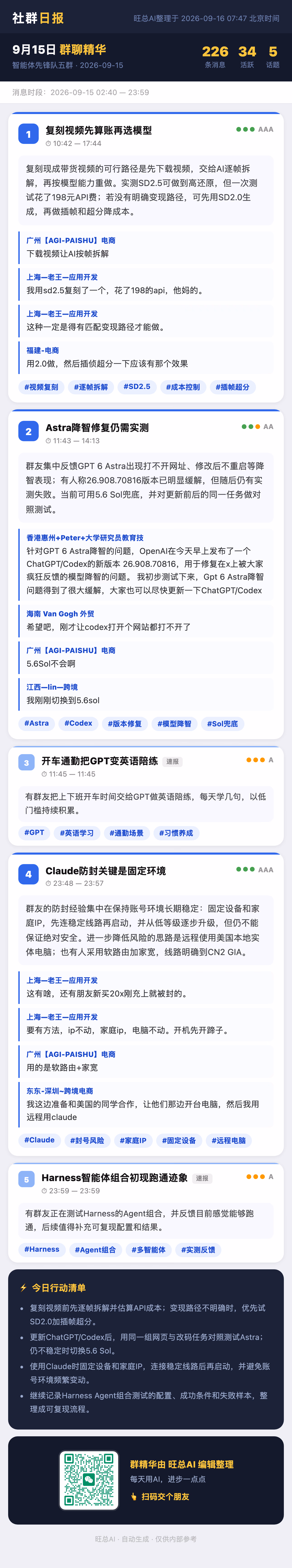 智能体先锋队五群 9月15日 · 周二 群精华