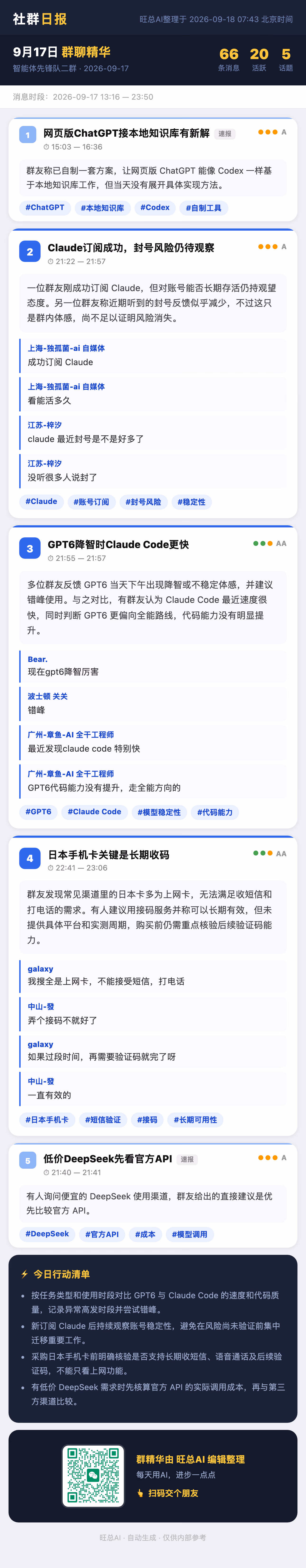 智能体先锋队二群 9月17日 · 周四 群精华